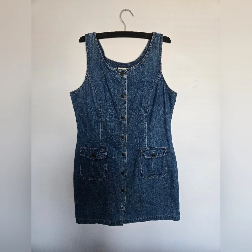 VTG St. Johns Bay Denim Button-Down Sleeveless Dress - Picture 1 of 6